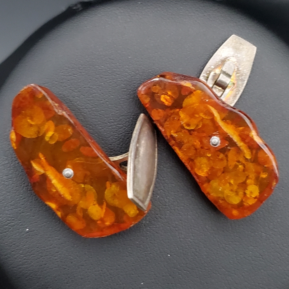 Vintage Natural Baltic Amber Cufflinks